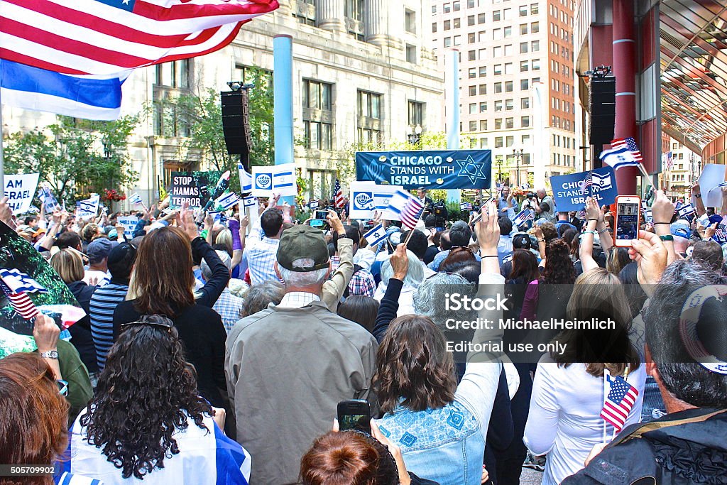 "Chicago Stands with Israel - A Community-Wide Rally" Chicago, IL, USA - July 28, 2014: United States Senator Mark Kirk speaking at Jewish United Fund "Chicago Stands with Israel - A Community-Wide Rally" at State of Illinois Thompson Center Plaza. Judaism Stock Photo