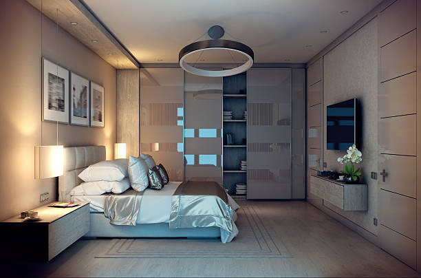 istock 3D rendering evening bedroom house in the forest 505710284