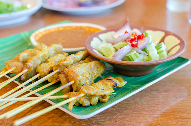 istock Pork Satay served with Peanut Sauce 505710612