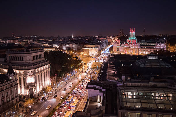 istock Panoramic aerial view of Madrid, Spain at night. 505712016