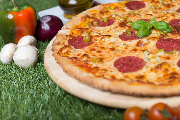 Close up of tasty pizza.