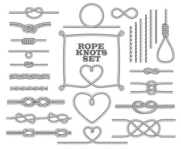 Rope knots collection. Seamless decorative elements. Vector illustration. Rope knots collection. Seamless decorative elements. Vector illustration. fisher role illustrations stock illustrations