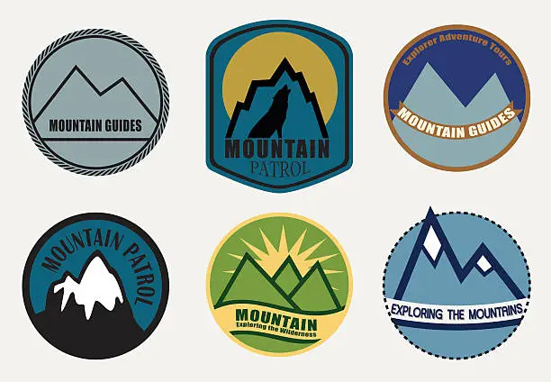 Vector illustration of Set of Mountain labels. Vector illustration.