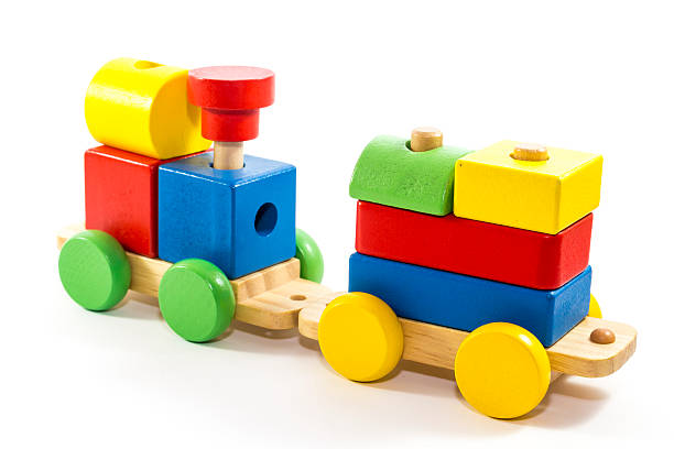 istock Wooden toy train with colorful blocks 505714184