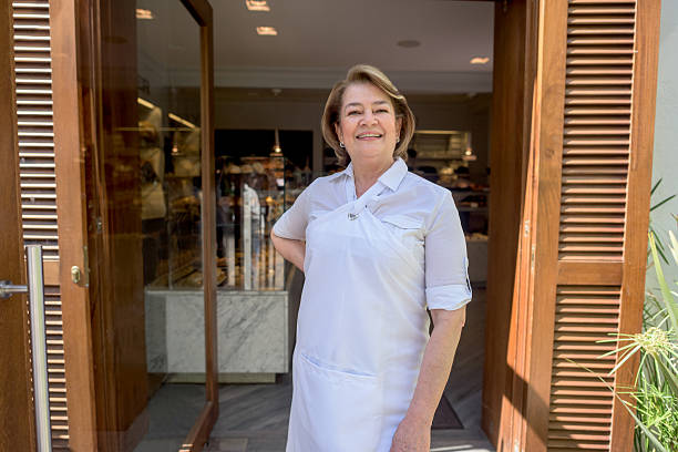 istock Business owner in front of a bakery 505714474