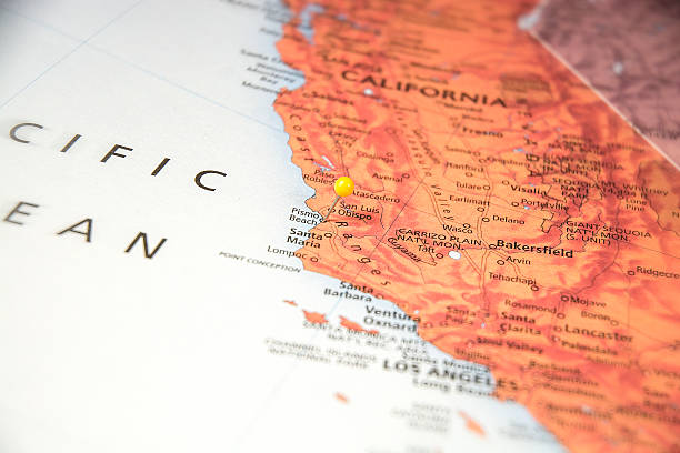 istock Pizmo Beach California Travel Road Map Macro 505718488