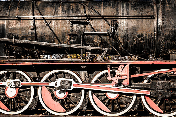 Old steam locomotive wheel - toned image