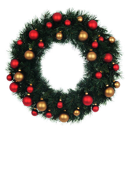 istock Red And Gold Holiday Wreath 505720609