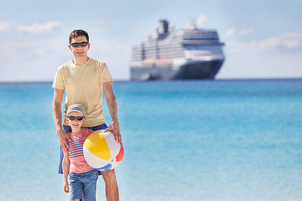 happy family cruising stock photo