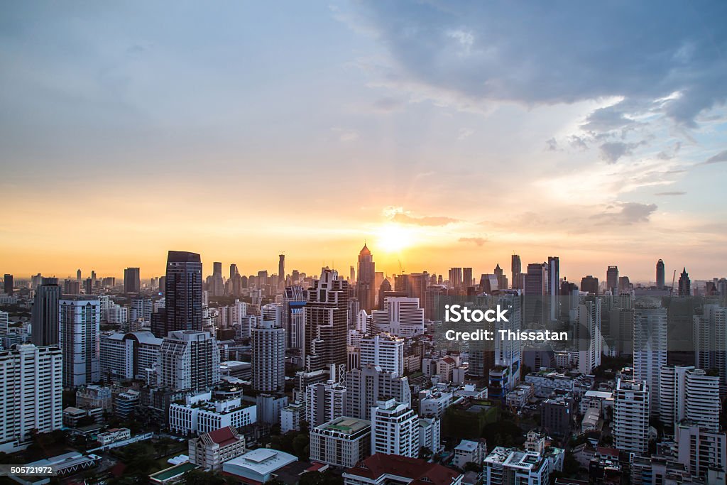 view of Sunset over city scape Johannesburg Stock Photo