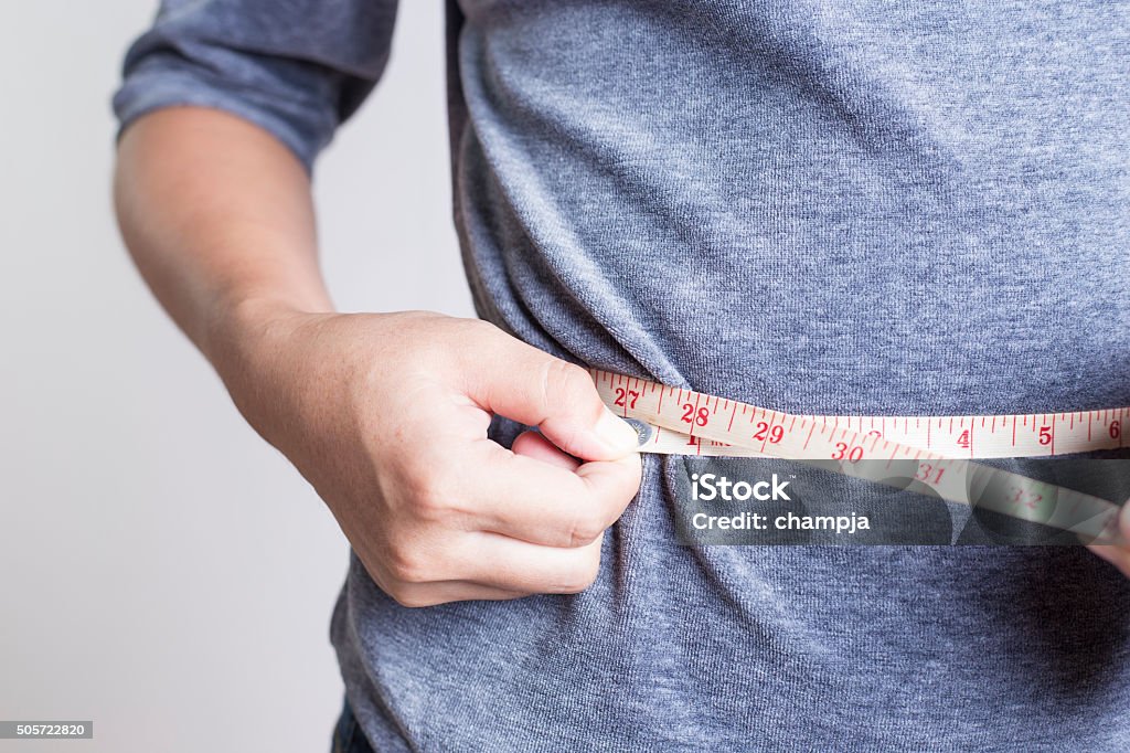 Woman Checking Waistline Waist Stock Photo