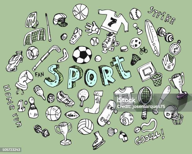 Scarabocchio Sport - Immagini vettoriali stock e altre immagini di Bastone da hockey - Bastone da hockey, Calcio - Sport, Ciclismo
