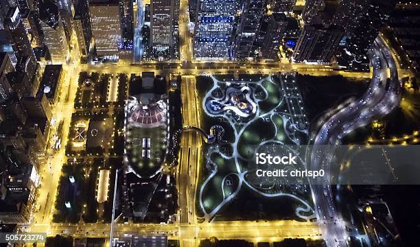Looking Down On Chicagos Millennium Park And Maggie Daley Park Stock Photo - Download Image Now