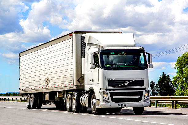 Bio-Bio, Chile - November 23, 2015: Semi-trailer truck Volvo FH12.480 drives at the interurban freeway.