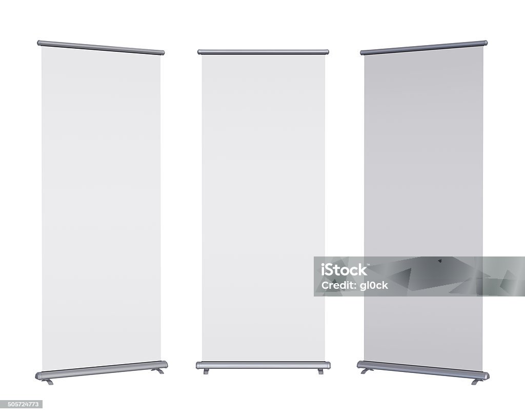Blank roll-up banner Blank roll-up banner display, isolated with clipping path Banner - Sign Stock Photo