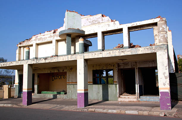istock Remaining Facade on Old Demolished City Building 505725191
