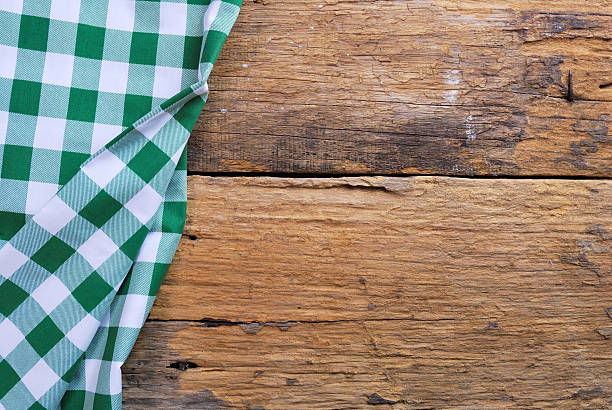 istock the background made from checkered napkin on old wooden table 505726127