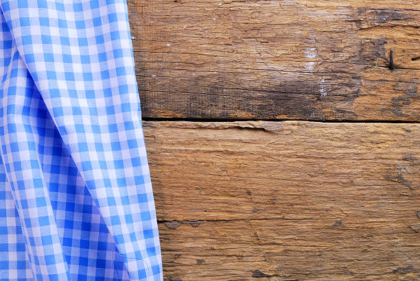 istock the background made from checkered napkin on old wooden table 505727189
