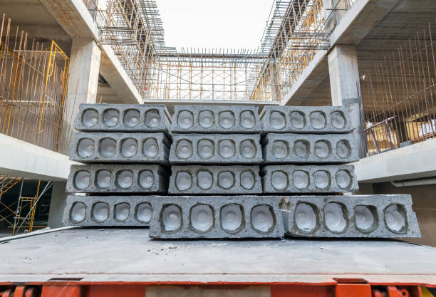 istock Hollow core slab on truck 505744704