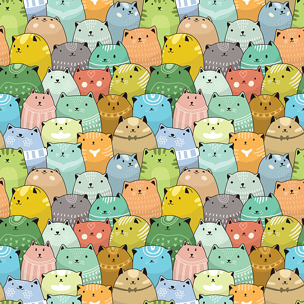 Cats seamless pattern Cats seamless pattern. Seamless vector pattern with funny cats animal seamless stock illustrations