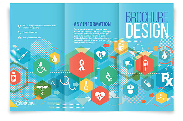 ilustraciones, imágenes clip art, dibujos animados e iconos de stock de tri veces folleto de diseño de médicos - print printout brochure flyer