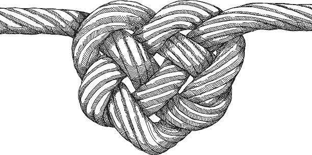 Rope Heart Knot Vector illustration of heart shaped rope. string illustrations stock illustrations