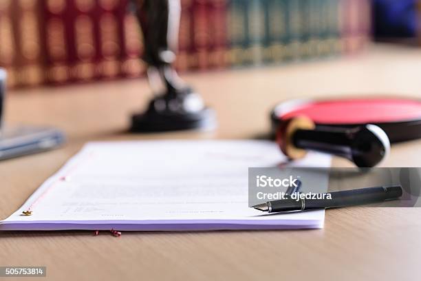 Contract Waiting For A Notary Public Sign On Desk Stock Photo - Download Image Now - Notary, Will - Legal Document, Shorthand