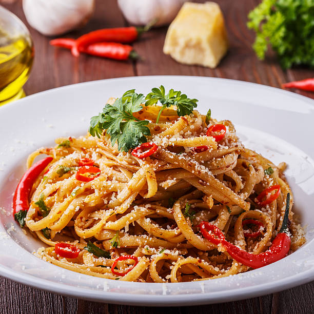 istock Homemade linguine pasta in arrabbiata sauce. 505754730
