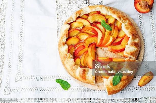 Galette With Peaches Stock Photo - Download Image Now - Crostata, Peach, Appetizer