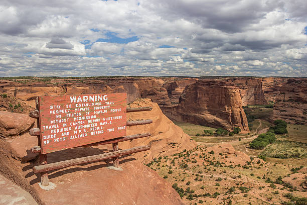 istock Warning sign at white house trail in Canyon de Chelly 505756768