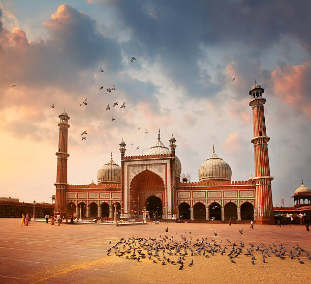 jama masjid mosque in delhi - cami fotoğraflar stok fotoğraflar ve resimler
