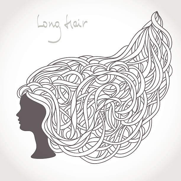 istock Girl Face Silhouette. Intricate Long Blond Hair 505766945
