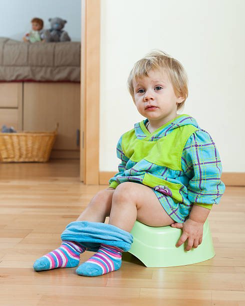 istock Baby girl sitting on potty 505769347