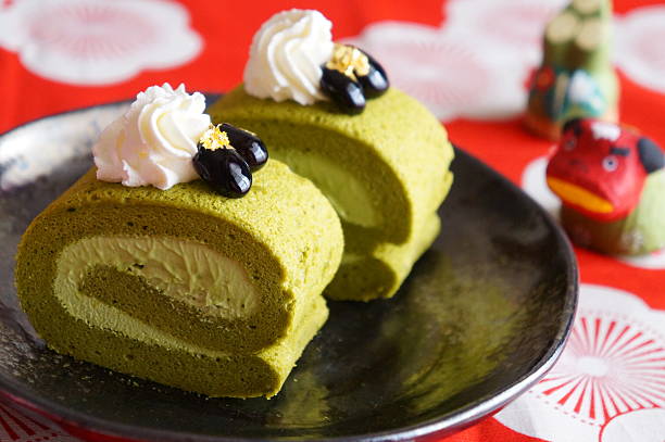グリーンティーロールケーキ、日本のデザート