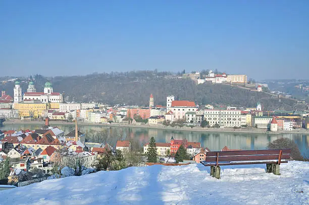 View of Passau at Danube River in Bavarian Forest,Bavaria,Germany