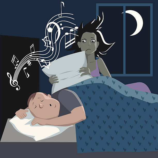 Snoring Man And Annoyed Wife Stock Illustration - Download Image Now - Sleep  Apnea, Adult, Cartoon - iStock