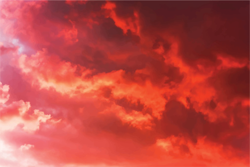 Background of the blood red evening sky and clouds