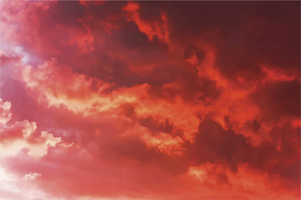 Evening sky Background of the blood red evening sky and clouds cumulonimbus stock illustrations