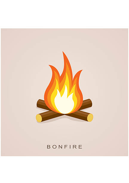 焚き火、薪のます。fector イラストレーション - キャンプファイヤー イラスト点のイラスト素材／クリップアート素材／マンガ素材／アイコン素材