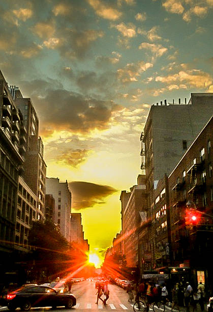istock Sunset between buildings in Manhattan, NY 505772863