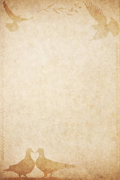 istock old paper with art deco frame and doves silhouette 505773019