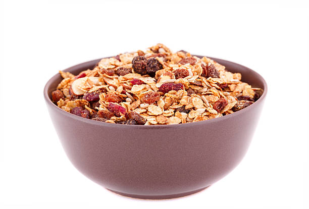 muesli no recipiente - oat whole wheat cereal plant oat flake imagens e fotografias de stock