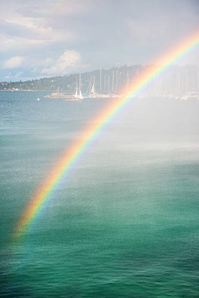 Rainbow over lake Geneva, Switzerland