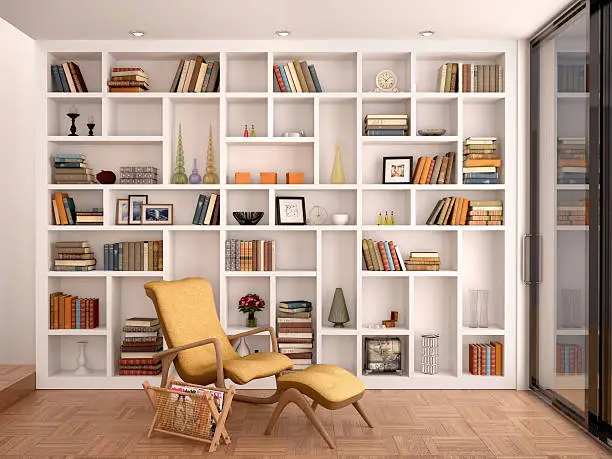 Photo of illustration of white shelves for decoration