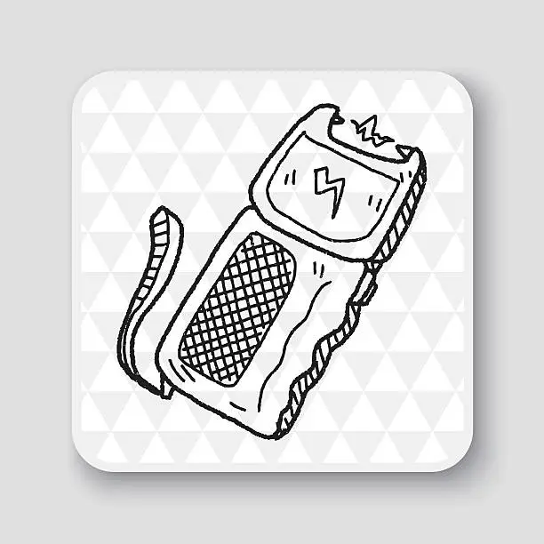 Vector illustration of stun gun doodle