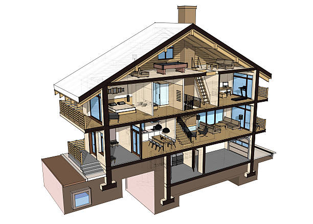 istock 3d section of a country house 505776800