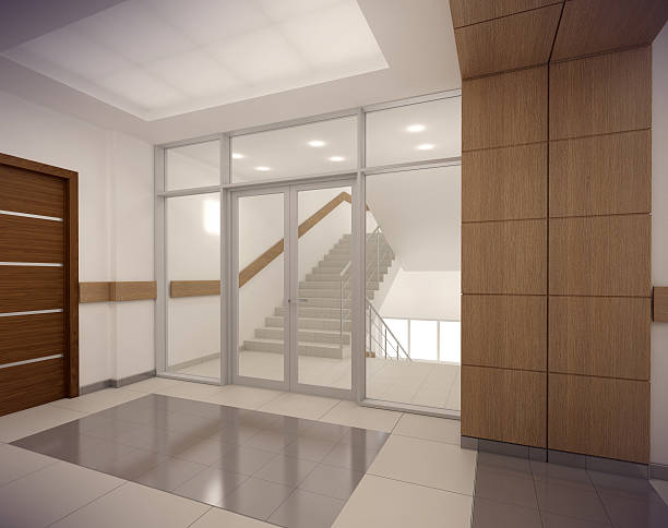 istock 3D rendering corridor of ofice building 505777876