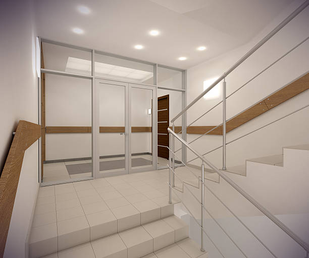 istock 3D rendering corridor of ofice building 505777884