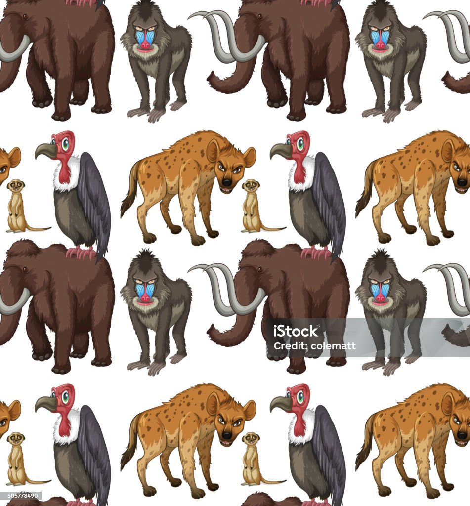 Seamless Many Type Of Wild Animals Stock Illustration - Download Image Now  - Animal, Animal Markings, Animal Wildlife - iStock