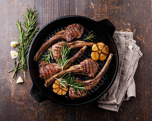 Roasted lamb ribs with rosemary and garlic